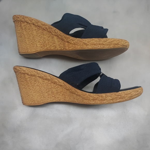 Italian Shoemaker Summer Vacation Blue Slide Wedge/Sandals Size 11M - Picture 4 of 8